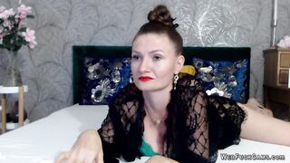 Huge tits Romanian amateur MILF poses on webcam