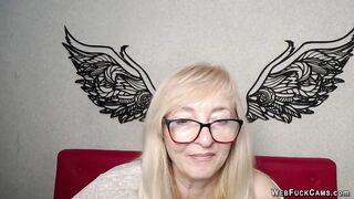 Blonde amateur MILF IngritSno with glasses on webcam