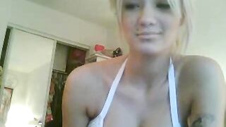 Blonde with Big Fake Tits on Webcam